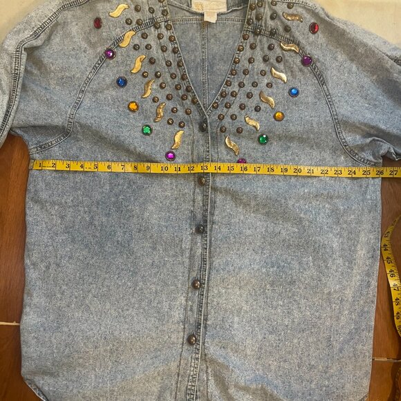 Vintage Monique Fashions embellished denim shacket - Picture 11 of 12